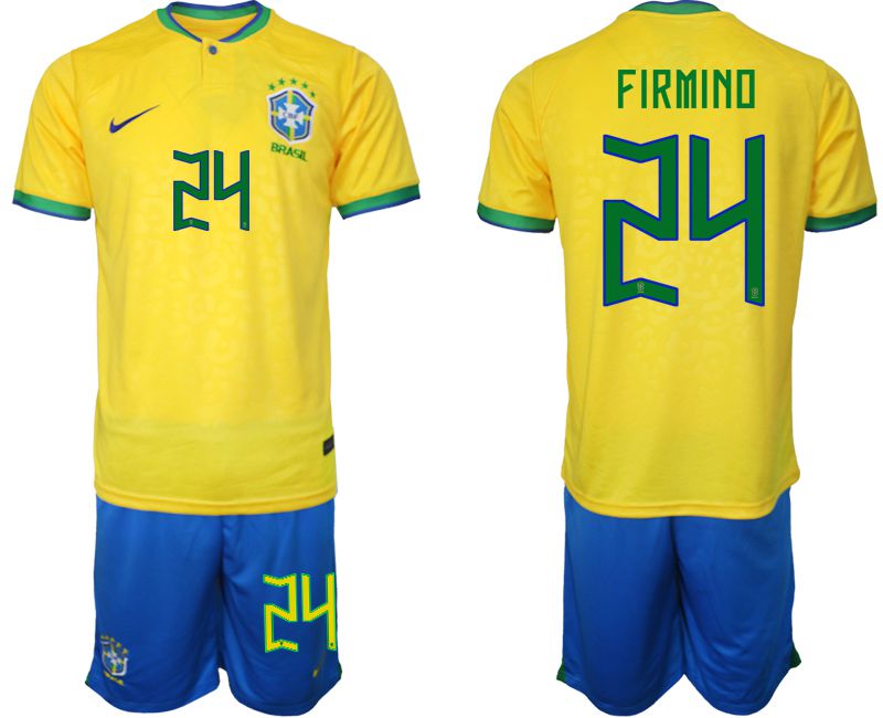 Men 2022 World Cup National Team Brazil home yellow 24 Soccer Jerseys
